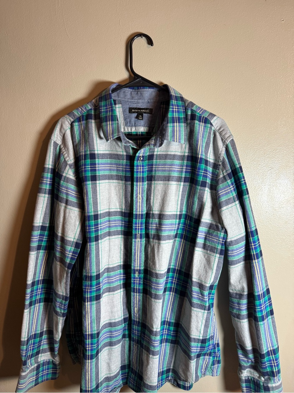 Banana Republic Green & Blue Plaid Lightweight Shirt Jacket